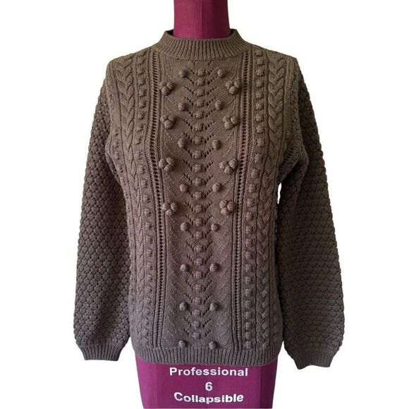 Sezane Rob Jumper Wool Sweater size S Green Crewneck Popcorn - Picture 2 of 10